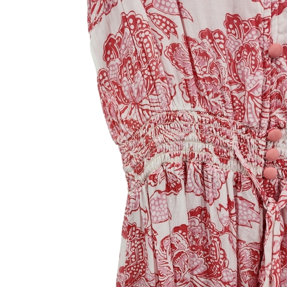 Alamwar Women's 100% Viscose Paisley Button Front Ruffle Hi-Low Midi Dress - S - Picture 3 of 9